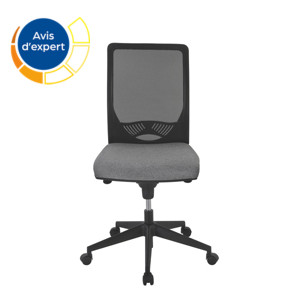 Siège de bureau gris sans accoudoirs Swanny - Assise en tissu Gris - Dossier en maille Noir Siège de bureau gris sans accoudoirs Swanny - Assise en tissu Gris - Dossier en maille Noir