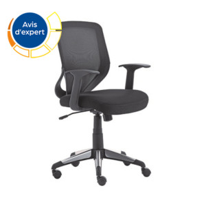 Siège de bureau Kontact Maille Tissu Noir Hauteur réglable - Accoudoir Dossier Roulettes Pied chromé Siège de bureau Kontact Maille Tissu Noir Hauteur réglable - Accoudoir Dossier Roulettes Pied chromé