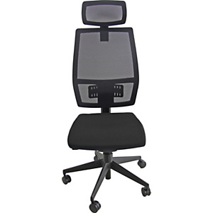 Siège de bureau Mélania tissu / maille Noir - Hauteur réglable Appui-tête Roulettes