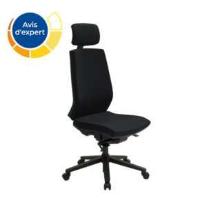 Siège de bureau Mathilde Tissu polyester Noir Hauteur réglable - Dossier Appuie-tête Roulettes Siège de bureau Mathilde Tissu polyester Noir Hauteur réglable - Dossier Appuie-tête Roulettes