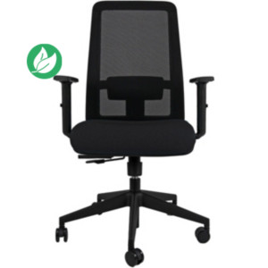 Siège de bureau Naïa avec accoudoirs - Dossier en maille Noir - Assise tissu Noir Siège de bureau Naïa avec accoudoirs - Dossier en maille Noir - Assise tissu Noir