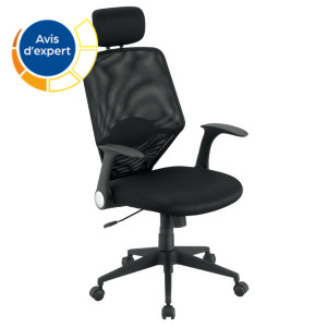 Siège de bureau STARTING Maille Tissu Noir Hauteur Réglable - Accoudoirs Dossier Appuie-tête Roulette Siège de bureau STARTING Maille Tissu Noir Hauteur Réglable - Accoudoirs Dossier Appuie-tête Roulette