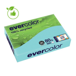 Gekleurd papier Evercolor Clairefontaine blauw A4 80g, 5 riemen van 500 vellen
