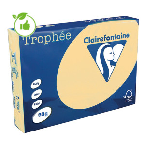 Gekleurd papier Trophée Clairefontaine beige A4 80g, 5 riemen van 500 vellen