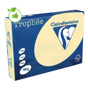 Gekleurd papier Trophée Clairefontaine ivoor A4 80g, 5 riemen van 500 vellen