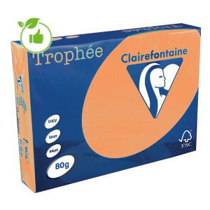 Gekleurd papier Trophée Clairefontaine mandarijn A4 80g, 5 riemen van 500 vellen