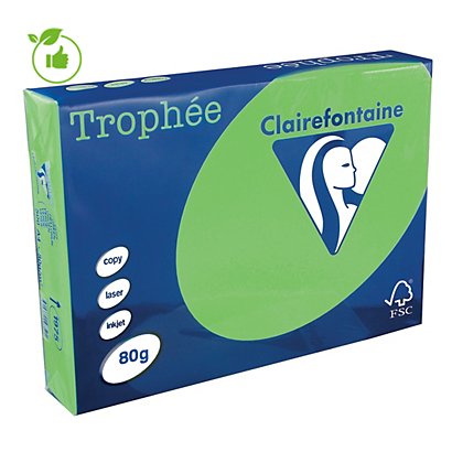 Gekleurd papier Trophée Clairefontaine muntgroen A4 80g, 5 riemen van 500 vellen