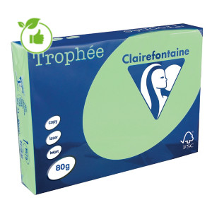 Gekleurd papier Trophée Clairefontaine pastelgroen A4 80g, 5 riemen van 500 vellen
