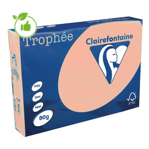 Gekleurd papier Trophée Clairefontaine zalm A4 80g, 5 riemen van 500 vellen