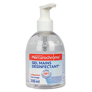 Gel antibactérien hydroalcoolique Mercurochrome, 2 flacons pompe de 250 ml