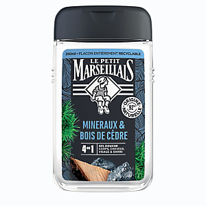 Gel douche corps et cheveux Le Petit Marseillais mineraux & bois de cèdre, le flacon de 250 ml Gel douche corps et cheveux Le Petit Marseillais mineraux & bois de cèdre, le flacon de 250 ml