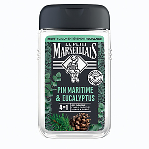 Gel douche corps et cheveux Le Petit Marseillais pin maritime & eucalyptus, le flacon de 250 ml
