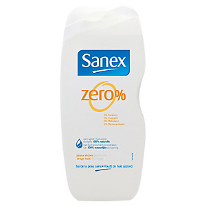 Gel douche Sanex 0% peaux sèches, le flacon de 250 ml Gel douche Sanex 0% peaux sèches, le flacon de 250 ml