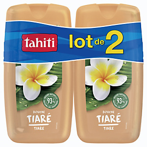 Gel douche Tahiti fleur de Tiaré, flacon de 250 ml, lot de 2