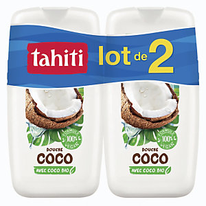 Gel douche Tahiti lait de coco, flacon de 250 ml, lot de 2