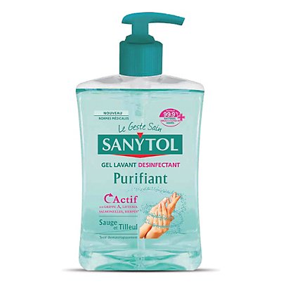 Gel lavant mains désinfectant purifiant Sanytol sauge tilleul 500 ml
