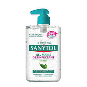 Gel mains désinfectant hydratant Sanytol thé vert 250 ml