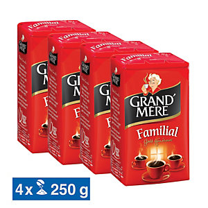 Gemalen koffie Grand'Mère Familial, 100% robusta, 4 x 250 g
