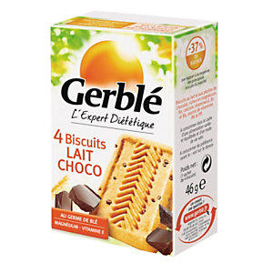 Gerblè Biscuits diététiques Lait chocolat - Lot de 18 boîtes de 4 biscuits 46 g