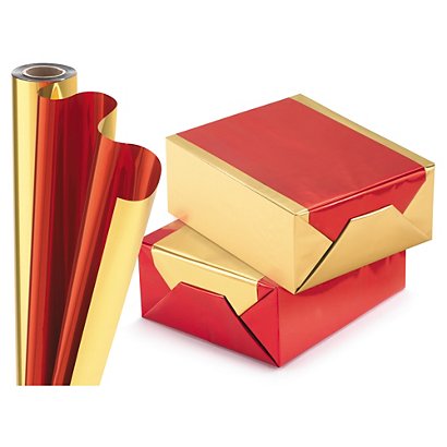 Geschenkfolie in Metalloptik rot-gold - 1