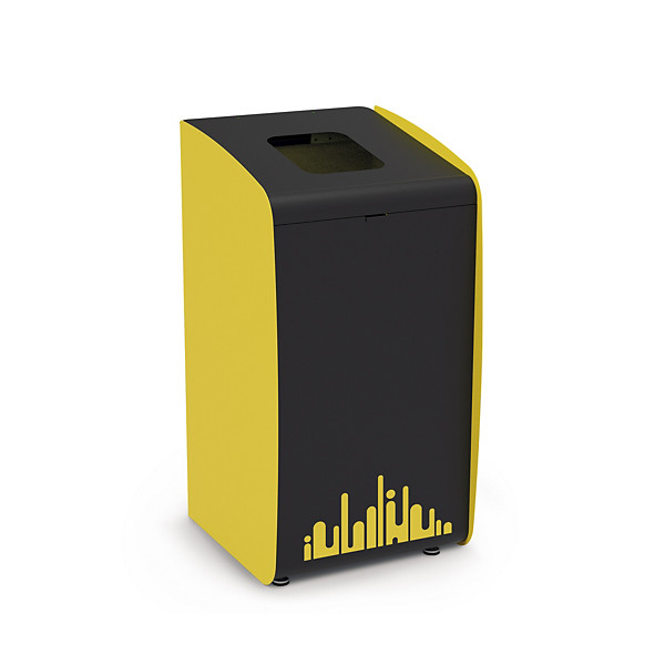 Gettacarte nero e giallo con etichetta raccolta differenziata plastica capacità 80 litri - 1