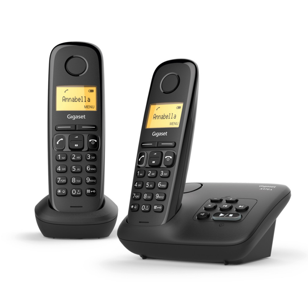 Gigaset Téléphone sans fil AL 170A Duo, avec répondeur - noir
