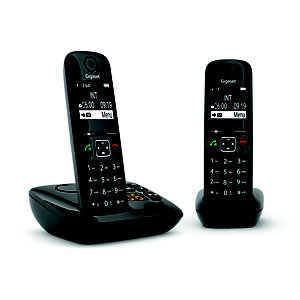 Gigaset Téléphone sans fil AS690A Duo avec répondeur - Noir