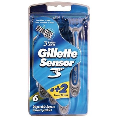 Gillette Rasoi Usa e getta Sensor 3 (confezione 4+2 pezzi) - Prodotti per  l'Igiene Personale