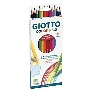 GIOTTO Colors 3.0 Lápices de colores, hexagonal, estuche 12 unidades, colores surtidos