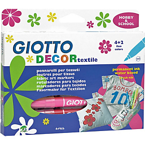 GIOTTO Decor Textile Rotuladores para textil, punta especial de pincel, 3 mm, colores surtidos GIOTTO Decor Textile Rotuladores para textil, punta especial de pincel, 3 mm, colores surtidos
