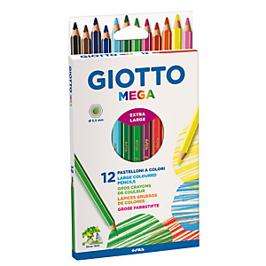 GIOTTO Pastelli colorati Giotto Mega - esagonale - mina 5,5 mm - Giotto - astuccio 12 pezzi GIOTTO Pastelli colorati Giotto Mega - esagonale - mina 5,5 mm - Giotto - astuccio 12 pezzi