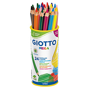 GIOTTO Pastelli colorati Mega - esagonale - diametro mina 5,5 mm - colori assortiti - conf. 24 pezzi GIOTTO Pastelli colorati Mega - esagonale - diametro mina 5,5 mm - colori assortiti - conf. 24 pezzi