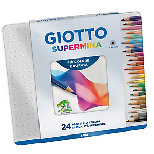 GIOTTO Pastello Supermina - mina 3,8 mm - colori assortiti - astuccio in metallo 24 pezzi GIOTTO Pastello Supermina - mina 3,8 mm - colori assortiti - astuccio in metallo 24 pezzi