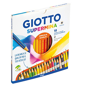 GIOTTO Pastello Supermina - mina 3,8 mm - con 2 matite HB / 2B - astuccio 18 + 2 pezzi GIOTTO Pastello Supermina - mina 3,8 mm - con 2 matite HB / 2B - astuccio 18 + 2 pezzi