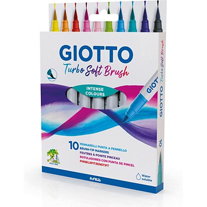GIOTTO Pennarelli con punta pennello Turbo Soft Brush, Colori Assortiti  Pastello (confezione 10 pezzi)