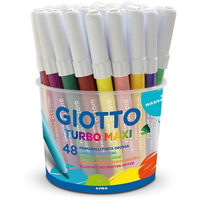 GIOTTO Pennarelli in barattolo Turbo Maxi, Colori Assortiti (confezione 48  pezzi) - Pennarelli