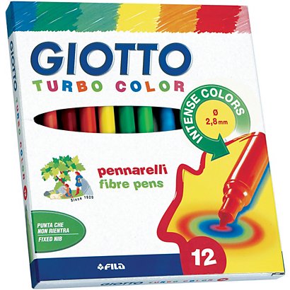 GIOTTO Pennarelli " Turbo Color" - Colori assortiti (confezione 12 pezzi)
