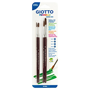 GIOTTO Pennelli serie Art 400, Manico in legno verniciato bordeaux, Punta tonda in pelo di pony (confezione 4 pezzi) GIOTTO Pennelli serie Art 400, Manico in legno verniciato bordeaux, Punta tonda in pelo di pony (confezione 4 pezzi)