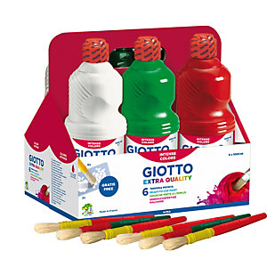 GIOTTO Schoolpack 6 flaconi tempera pronta - 1000ml - colori assortiti
