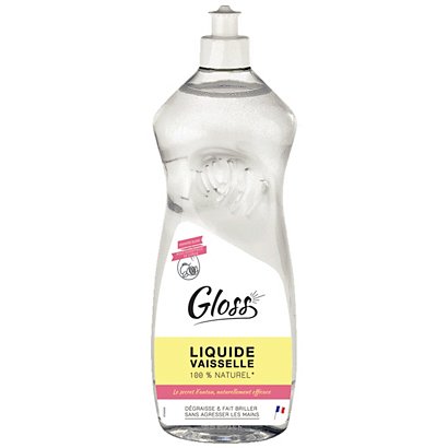 Gloss Liquide vaisselle main à base de vinaigre blanc et huile essentielle de citron, flacon 1 litre