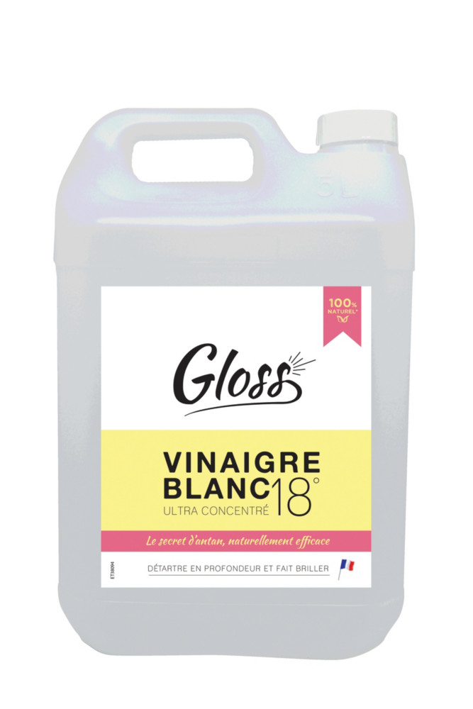 Gloss Vinaigre blanc 18° - Sans parfum - Bidon de 5 litres