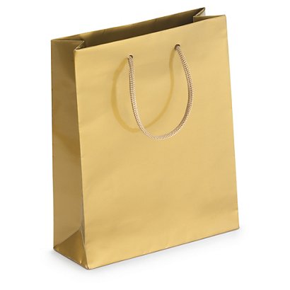 Gold gloss laminated custom printed bags - 180x220x65mm - 1 colour, 1 side