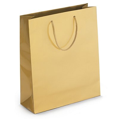 Gold gloss laminated custom printed bags - 250x300x90mm - 2 colours, 1 side