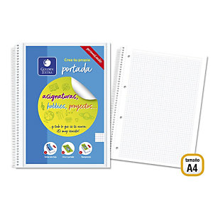 GOLDEN Extra Personalizable Cuaderno tapa de polipropileno, plástico, portada personalizable, formato A4, 80 hojas, cuadriculado 5 x 5 mm, 90 g, con goma de cierre colores surtidos