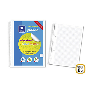 GOLDEN Extra Personalizable Cuaderno tapa de polipropileno, plástico, portada personalizable, formato B5, 80 hojas, cuadriculado 5 x 5 mm, 90 g, con goma de cierre colores surtidos