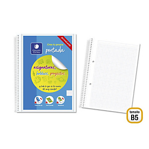 GOLDEN Extra Personalizable Cuaderno tapa de polipropileno, plástico, portada personalizable, formato B5, 80 hojas, cuadriculado 5 x 5 mm, 90 g, con goma de cierre colores surtidos GOLDEN Extra Personalizable Cuaderno tapa de polipropileno, plástico, portada personalizable, formato B5, 80 hojas, cuadriculado 5 x 5 mm, 90 g, con goma de cierre colores surtidos