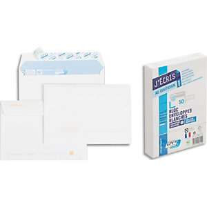 GPV Bloc de 50 enveloppes auto-adhésives 90g blanches précasées format 114x162 mm référence 6612 GPV Bloc de 50 enveloppes auto-adhésives 90g blanches précasées format 114x162 mm référence 6612