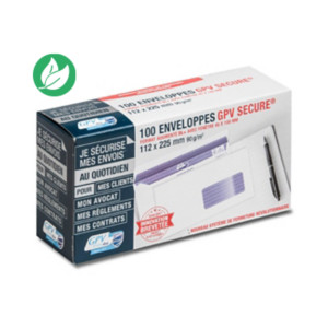 GPV Enveloppe blanche 112 x 225 mm 90g fenêtre 45 x 100 mm - Secure autocollante sans bande - Lot de 100 GPV Enveloppe blanche 112 x 225 mm 90g fenêtre 45 x 100 mm - Secure autocollante sans bande - Lot de 100