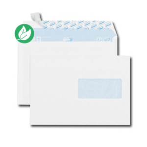 GPV Enveloppe blanche C5 162 x 229 mm 80g fenêtre 45 x 100 mm - autocollante bande protectrice - Lot de 50