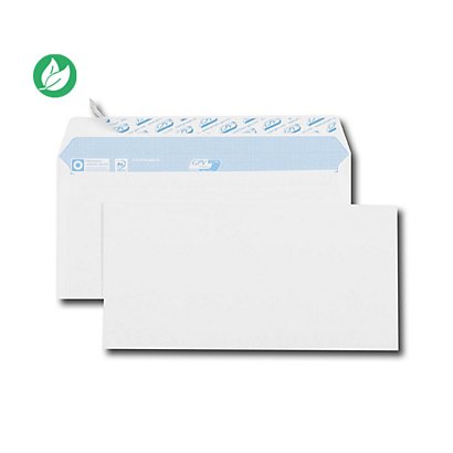 GPV Enveloppe blanche DL 110 x 220 mm 90g sans fenêtre - autocollante bande protectrice - Lot de 50 - 1